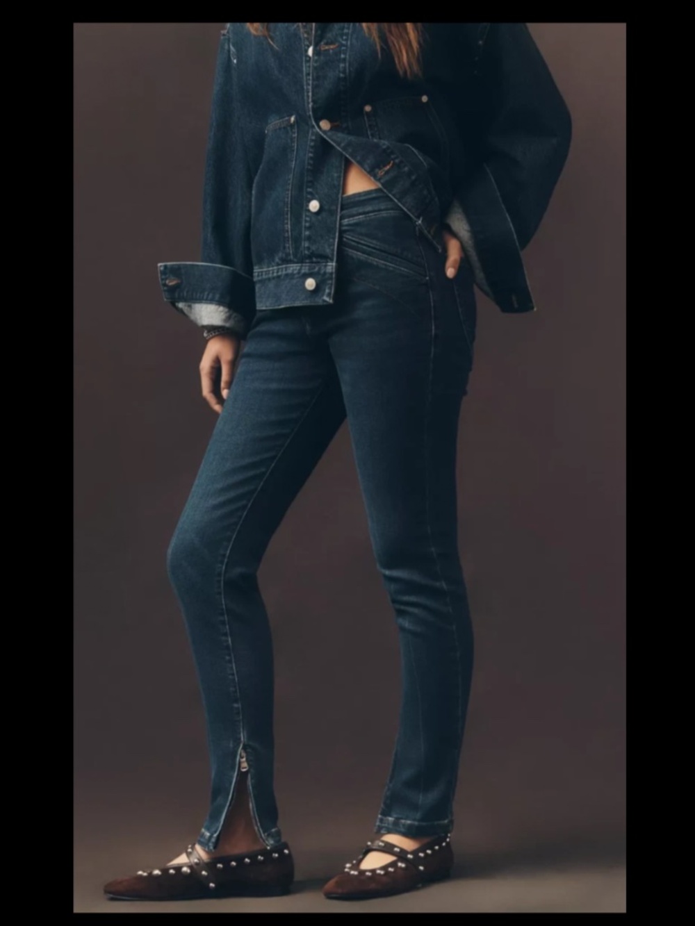 Anthropologie Pilcro Rococo Mid-Rise Zip-Up Ankle Skinny Jeans 23 Tall (Q4-28E)